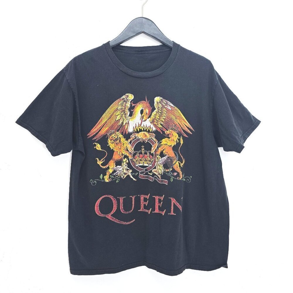 Vintage Queen Black Gold Tee Shirt Men's Size Small Washed Distressed